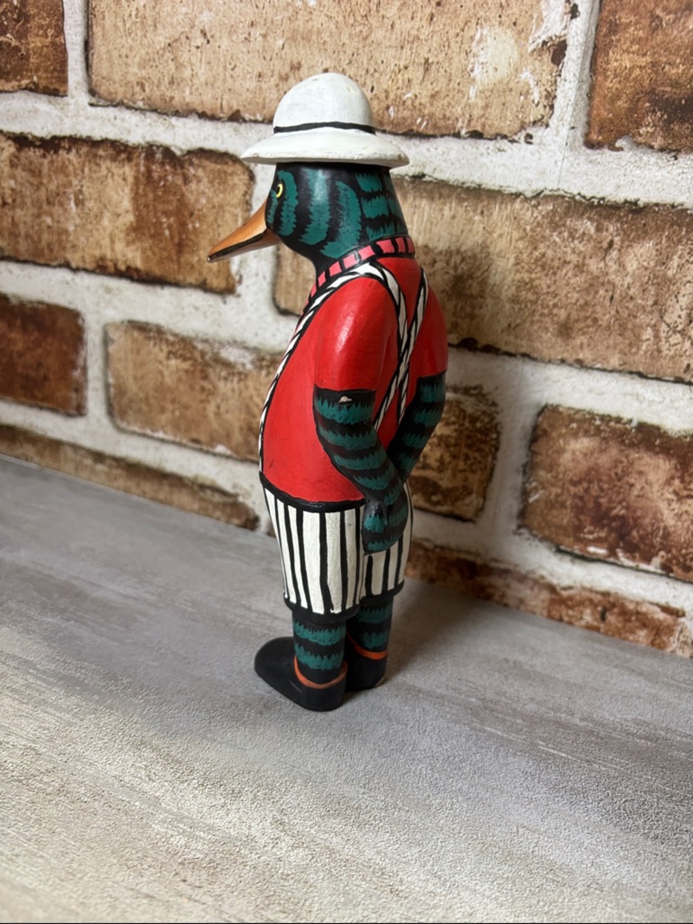 Duck Man Hand-Painted Decorative Bird Figurine in Red, Green & White #103 - Picture 4 of 10